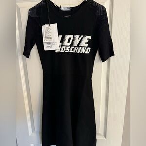 NWT Love Moschino graphic black dress